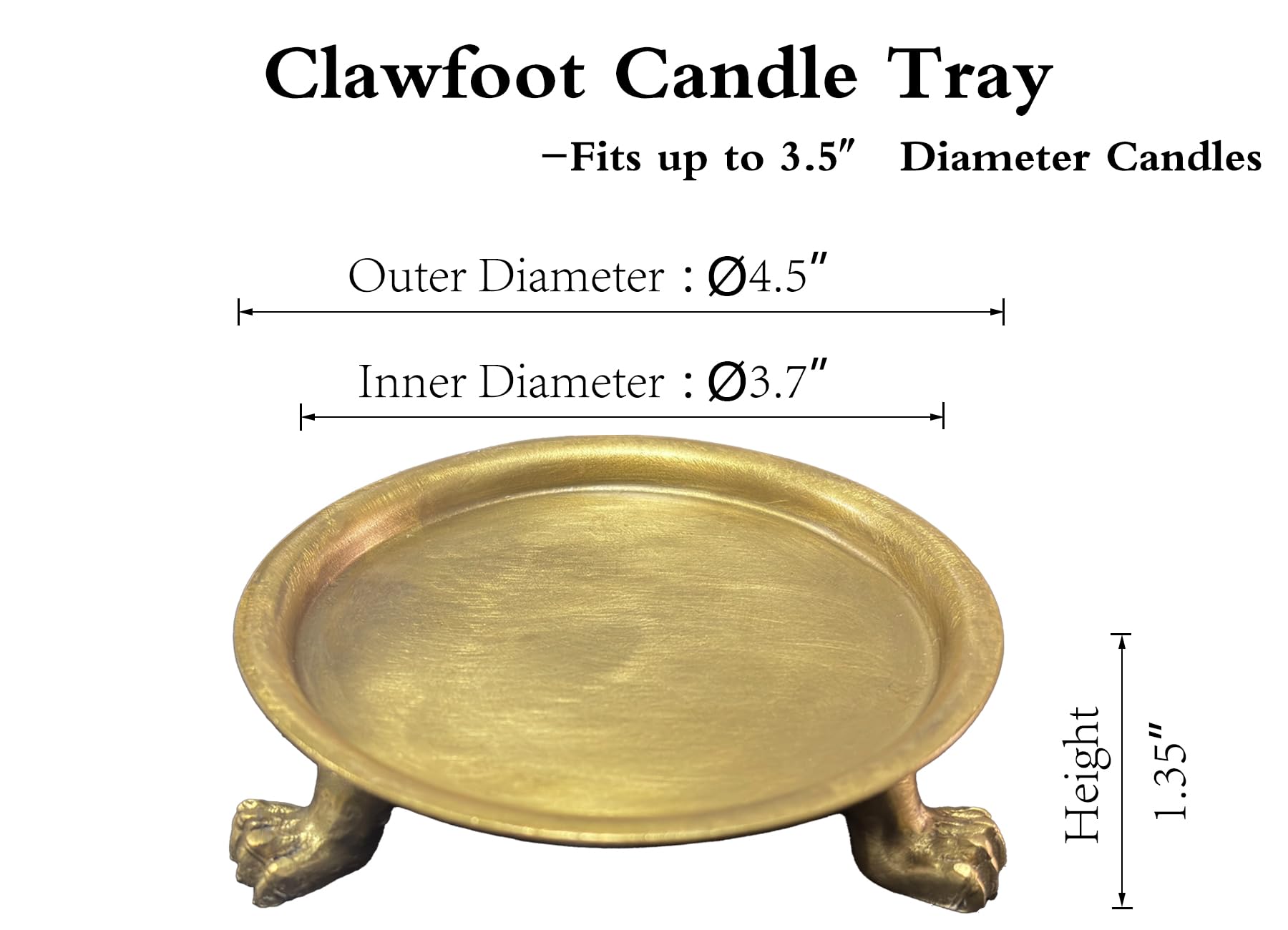Vassoio In Ottone Massiccio Al 100%, Porta Candela, Portacandele Antico, Piedistallo Per Candele, Porta Gioielli, Rotondo (Diametro 11,4 Cm)