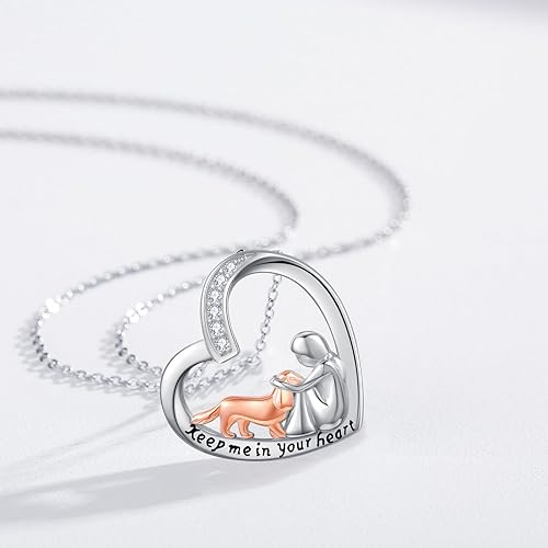 Miniatura 2 de Twoowl Collar de perro Cocker Spaniel de plata de ley 925 con dije de corazón para mascotas, regalo conmemorativo para mujeres y niñas, Plata