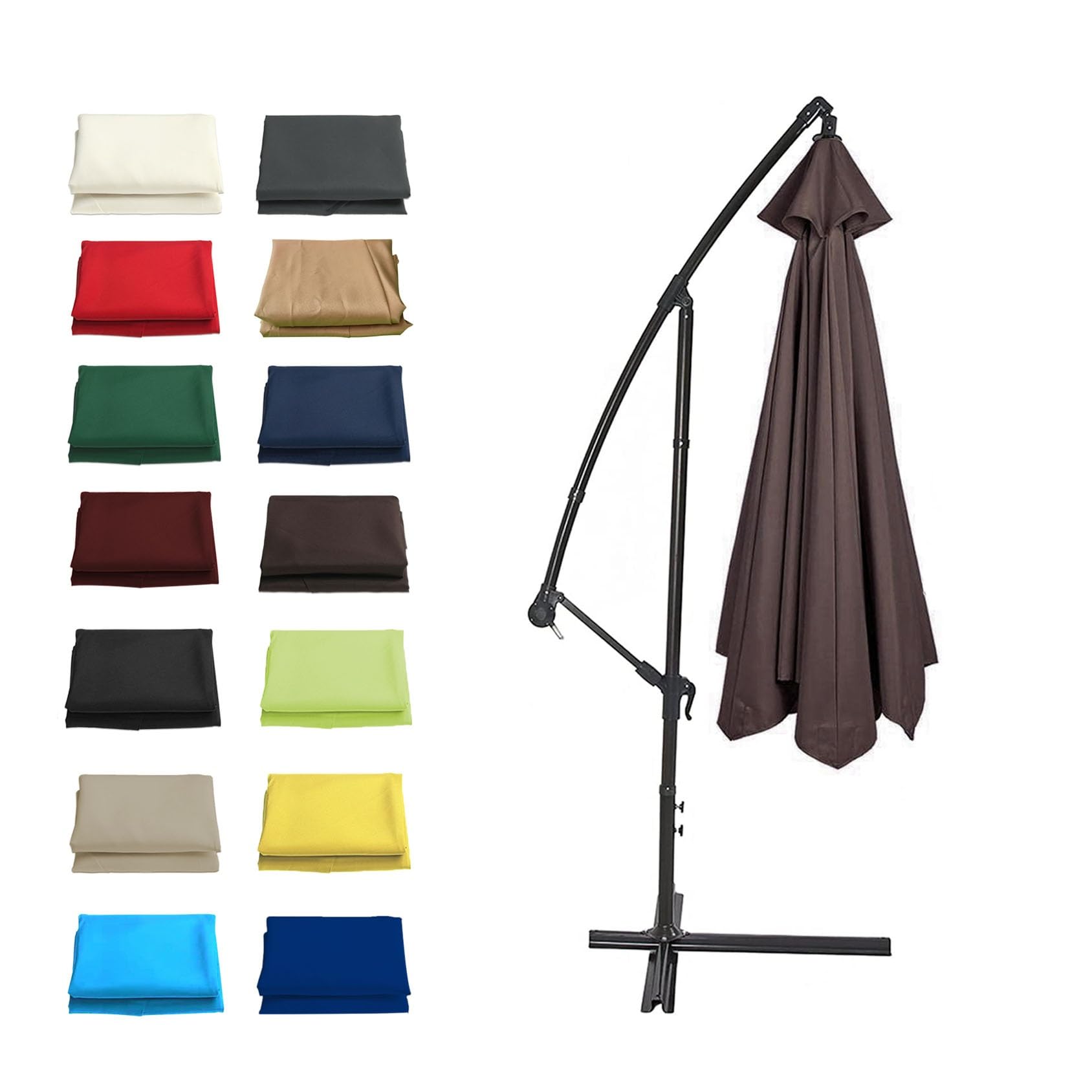 GZDXBF 6 Ribs / 8 Ribs Umbrella Fabric Canopy Cover, 200/270/300cm Patio Umbrella Replacement Cloth Canopy, Easy To Install/Washable/Breathable(Color:Brown,Size:6 ribs: 3m/9.8ft)
