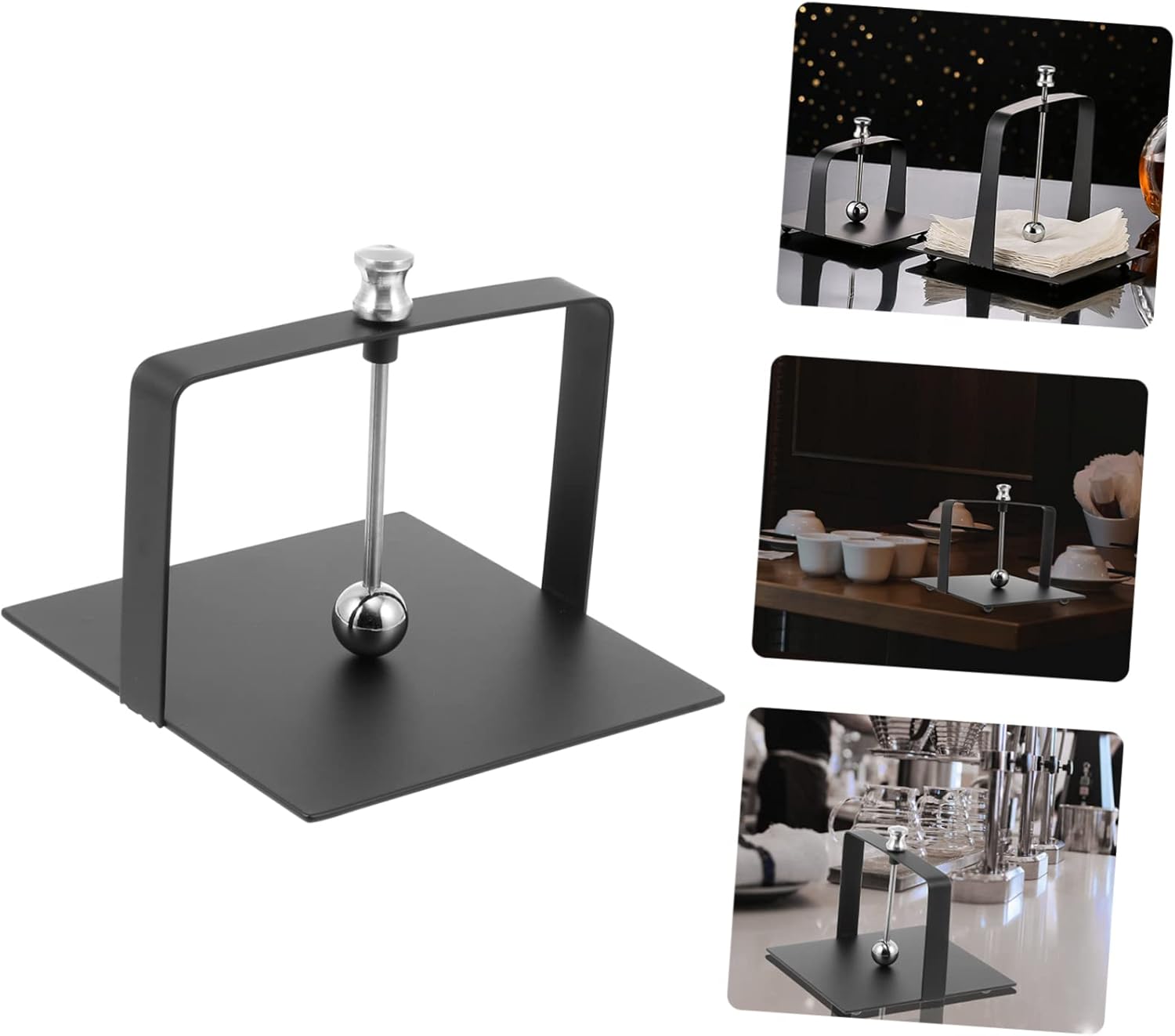 Unomor 1pc Stainless Steel Napkin Rack Black Freestanding Tissue Holder for Hotel Home Use Design Breakage Resistance for Dining Tables Buffets