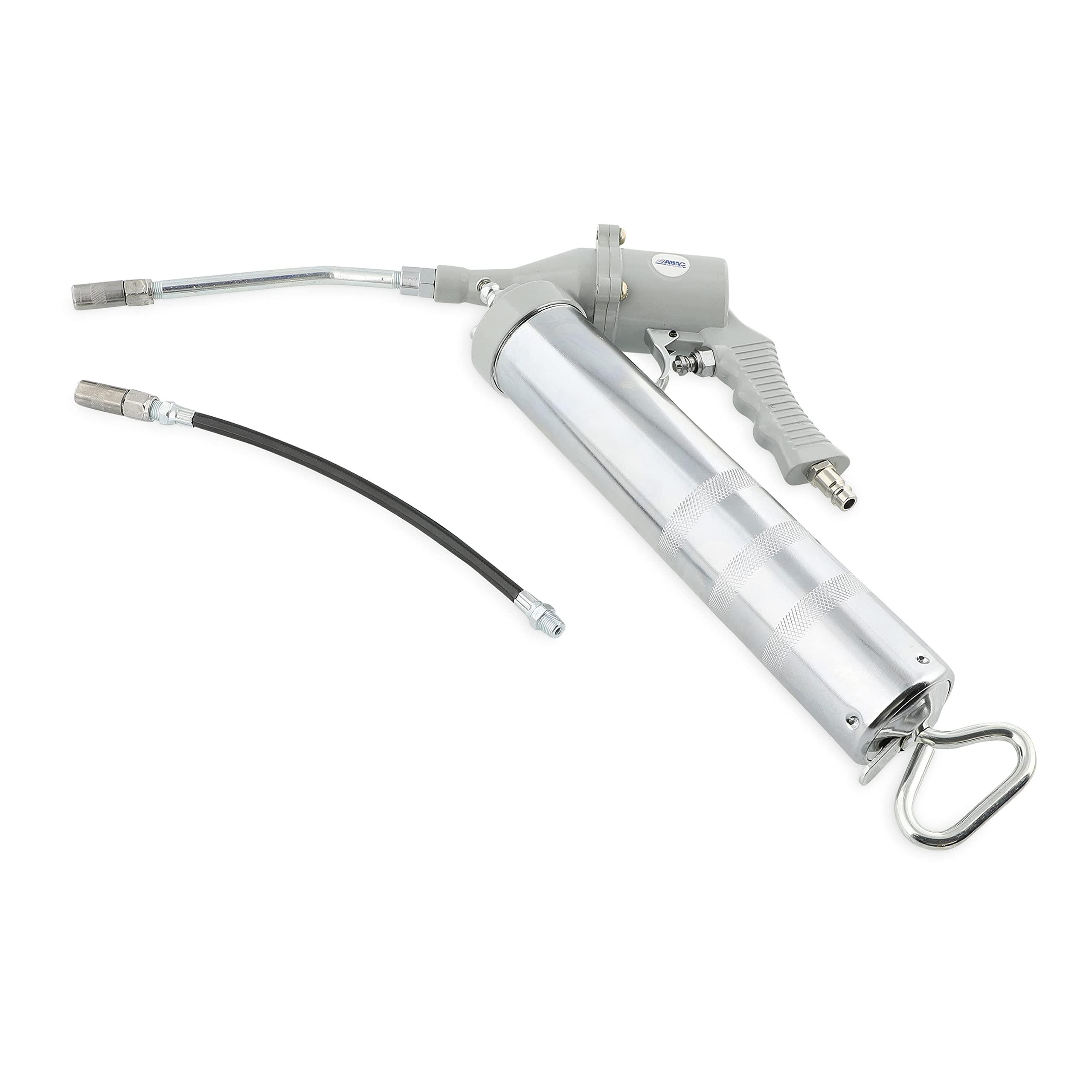 ABAC Pistolet à Graisse G-911, Pistolet avec Tuyau Rigide et Flexible de Lubrifiant Inclus, Capacité de Bouteille 400 ml, Gris
