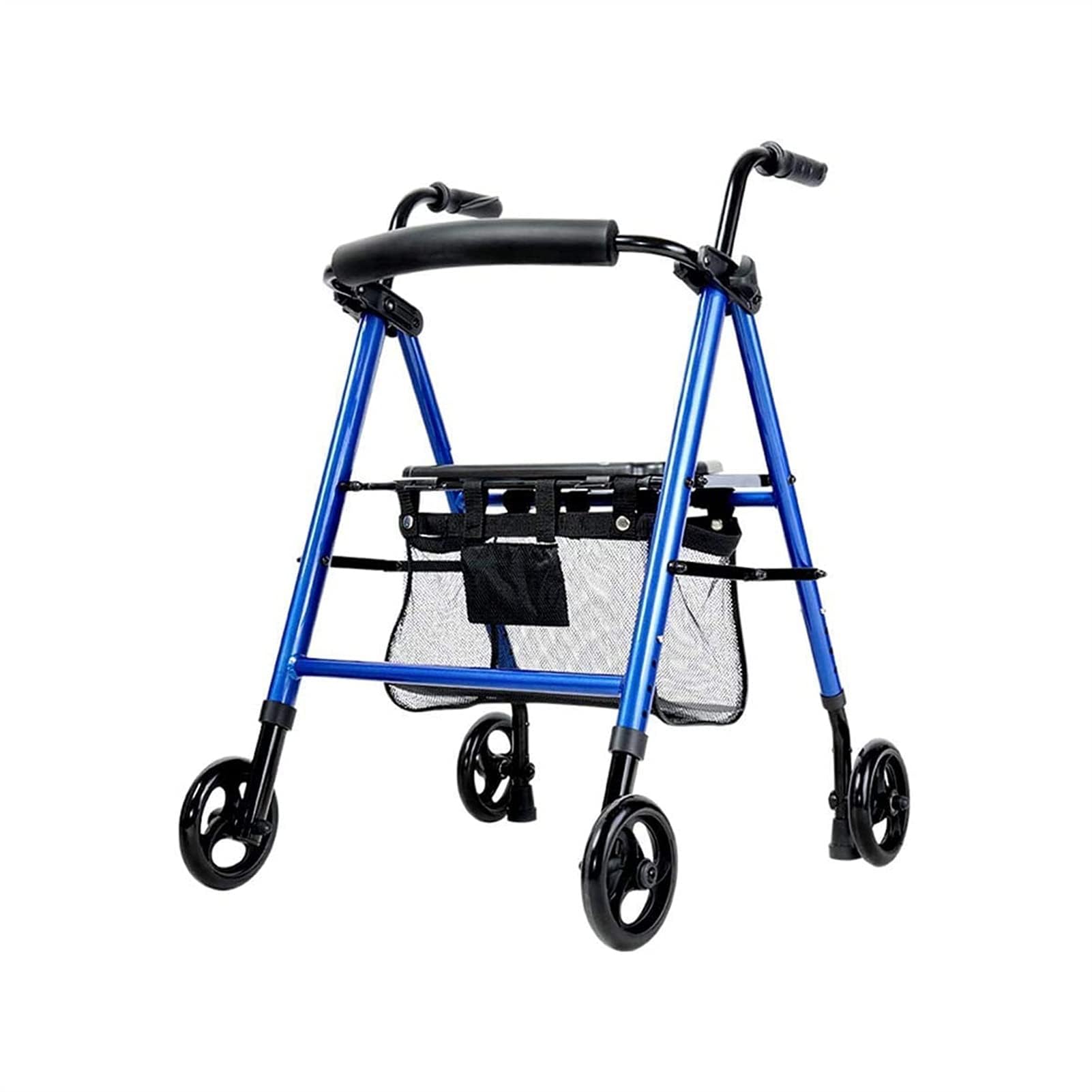 Deambulatore con sedile e ruote, durevole, pieghevole, per anziani, supporta fino a 158,8 kg, ideale per il trasporto su sedia a rotelle elettrica