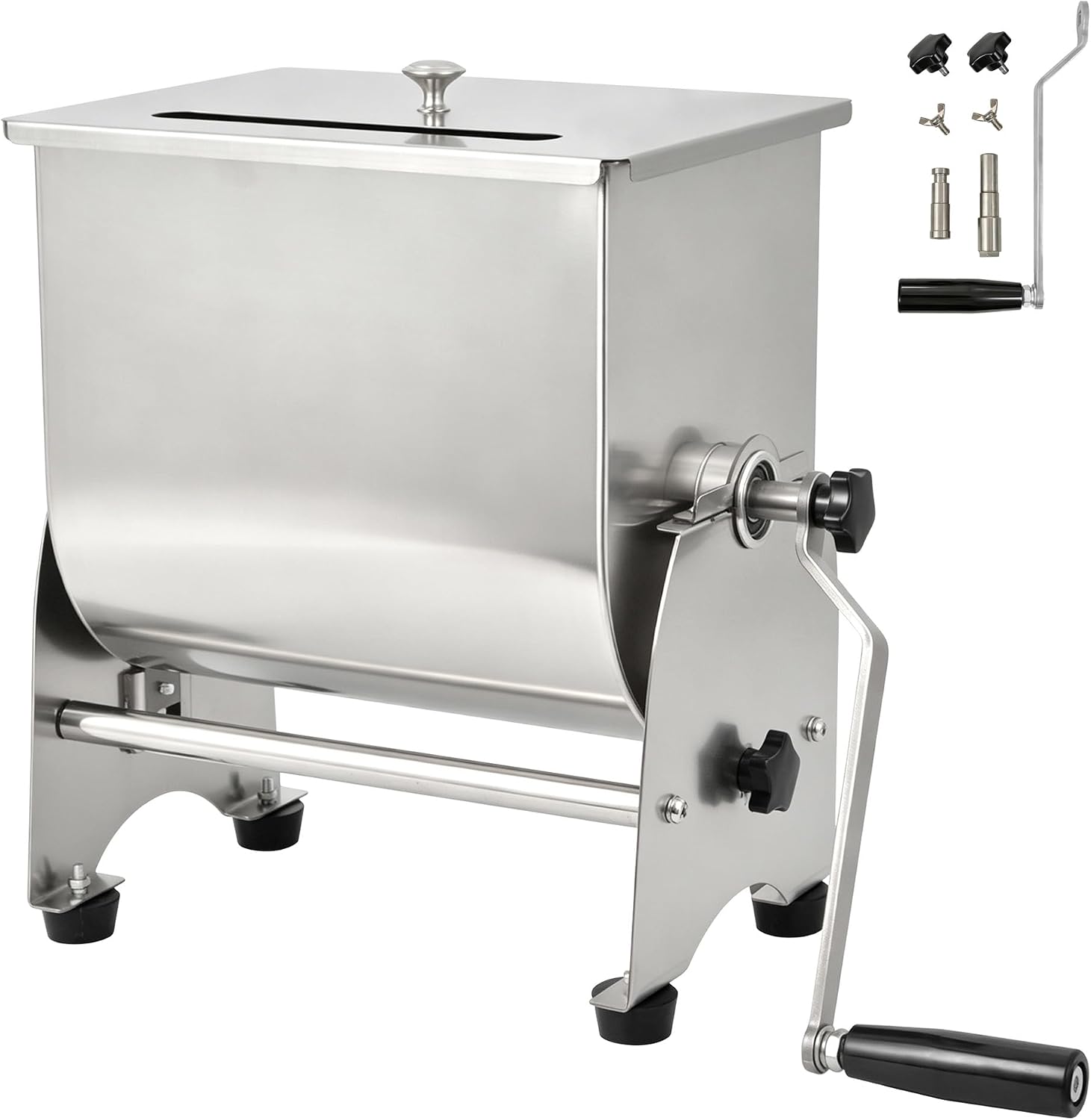 OKF Meat Mixer, 20lb Sausage Mixer, Stainless Steel Commercial Meat Mixer, Tilt Tank Manual Meat Mixer with Lid, Sausage Mixer Machine for Sausages, Burger Patties, Meatballs, Jerky &Homemade Pet Food