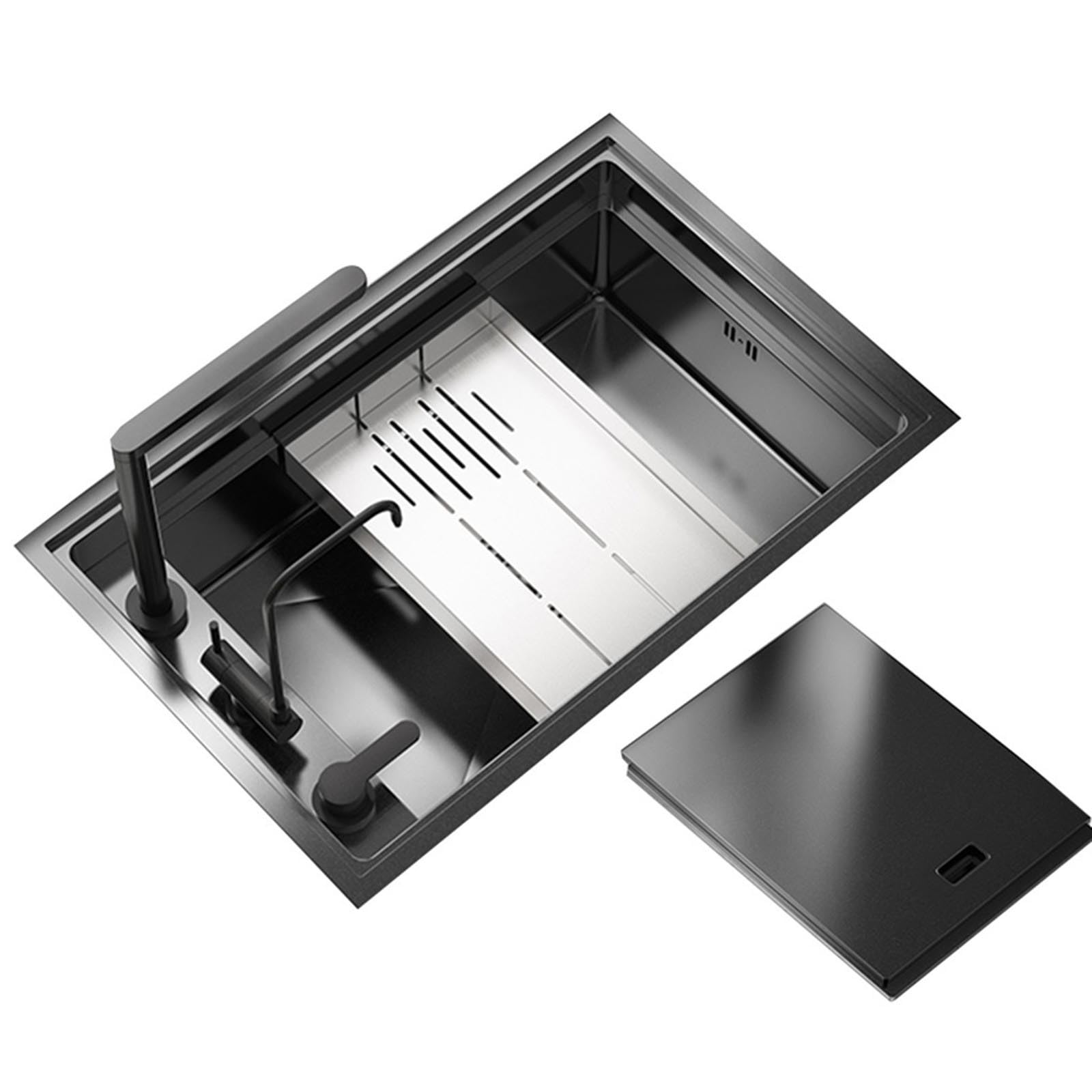 LMYSXAOZ Single Bowl Compact Bar Sink Easy to Clean Stainless Steel Concealed Kitchen Home Washbasin RV Apartment Embedded(72x47x23cm)