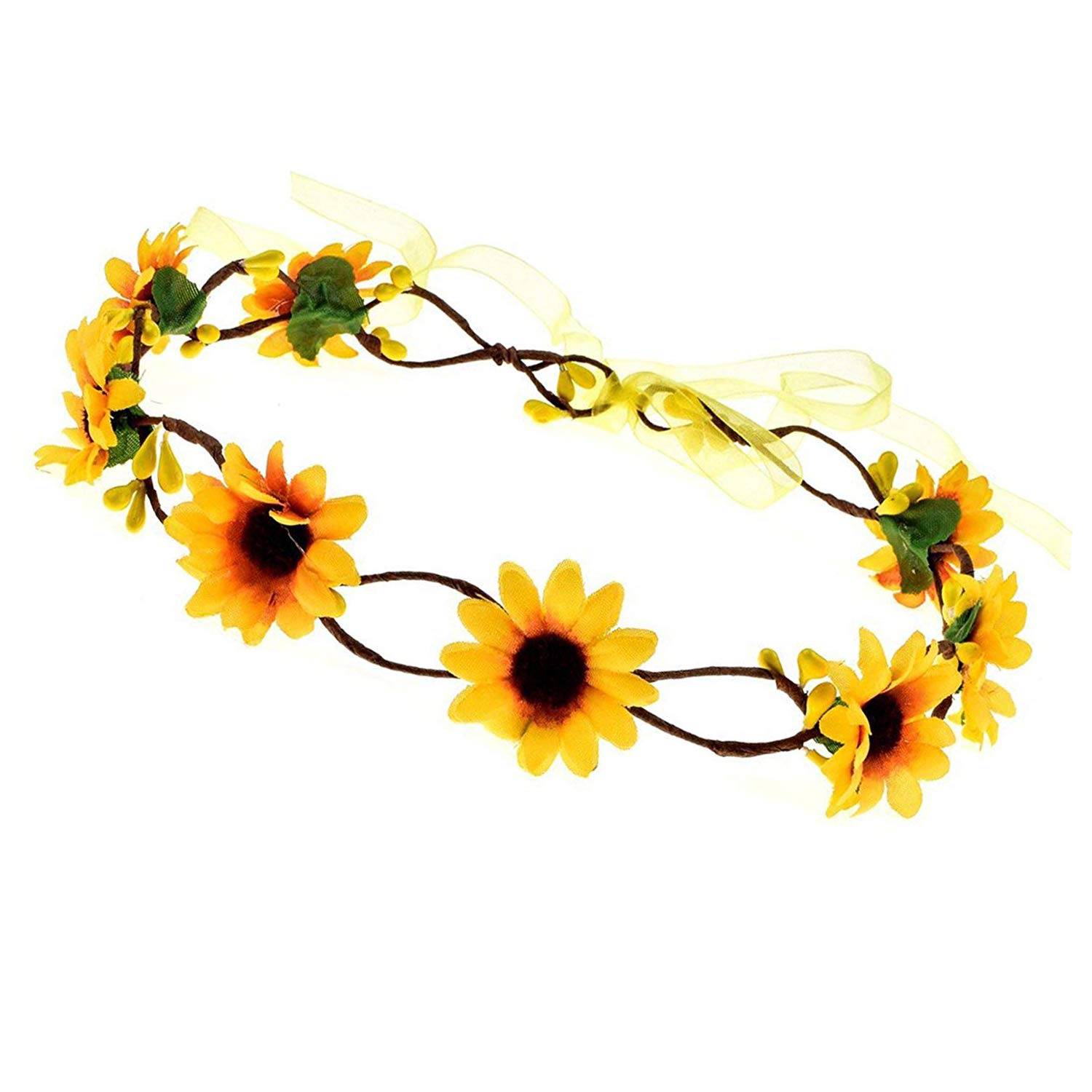 MerroyalSunflower Crown Hair Wreath Bridal Headpiece Festivals Hair Band Photo Props