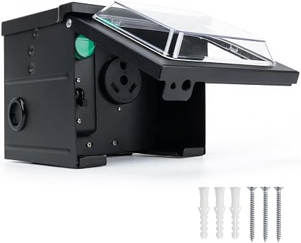 30 Amp RV Power Outlet Box with Breaker, Weatherproof NEMA TT-30R Receptacle, UL Listed 125V Electrical Panel with Transparent Lid & Indicator Light for RV Camper Trailer