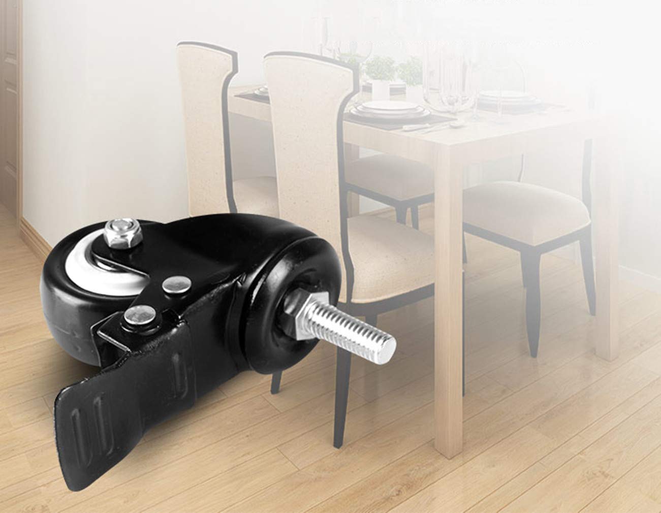 Gruma Ruote per carrelli con Freni, Bino Cuscinetto Ruote girevoli, Perno filettato per Installazione Facile, Ideale per Mobili e Apparecchio, Set da 4