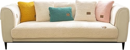 Miniatura 10 de Cojín de forro polar de color liso, funda de sofá de piel sintética, protector de muebles, funda de sofá antideslizante lavable para sofá de 2