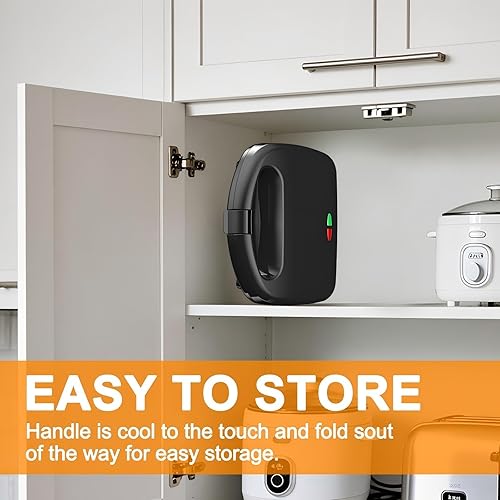 Miniatura 7 de Mini waflera, pequeña plancha para gofres con calentamiento rápido, hace pequeños bocadillos de gofre de 8 x 2 pulgadas para niños, hebilla de