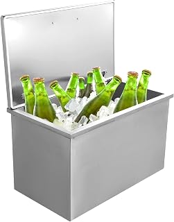 Drop in Ice Chest, Stainless Steel Commercial Ice Bin with Hinged Cover, Outdoor Kitchen Ice Bar for Drinks