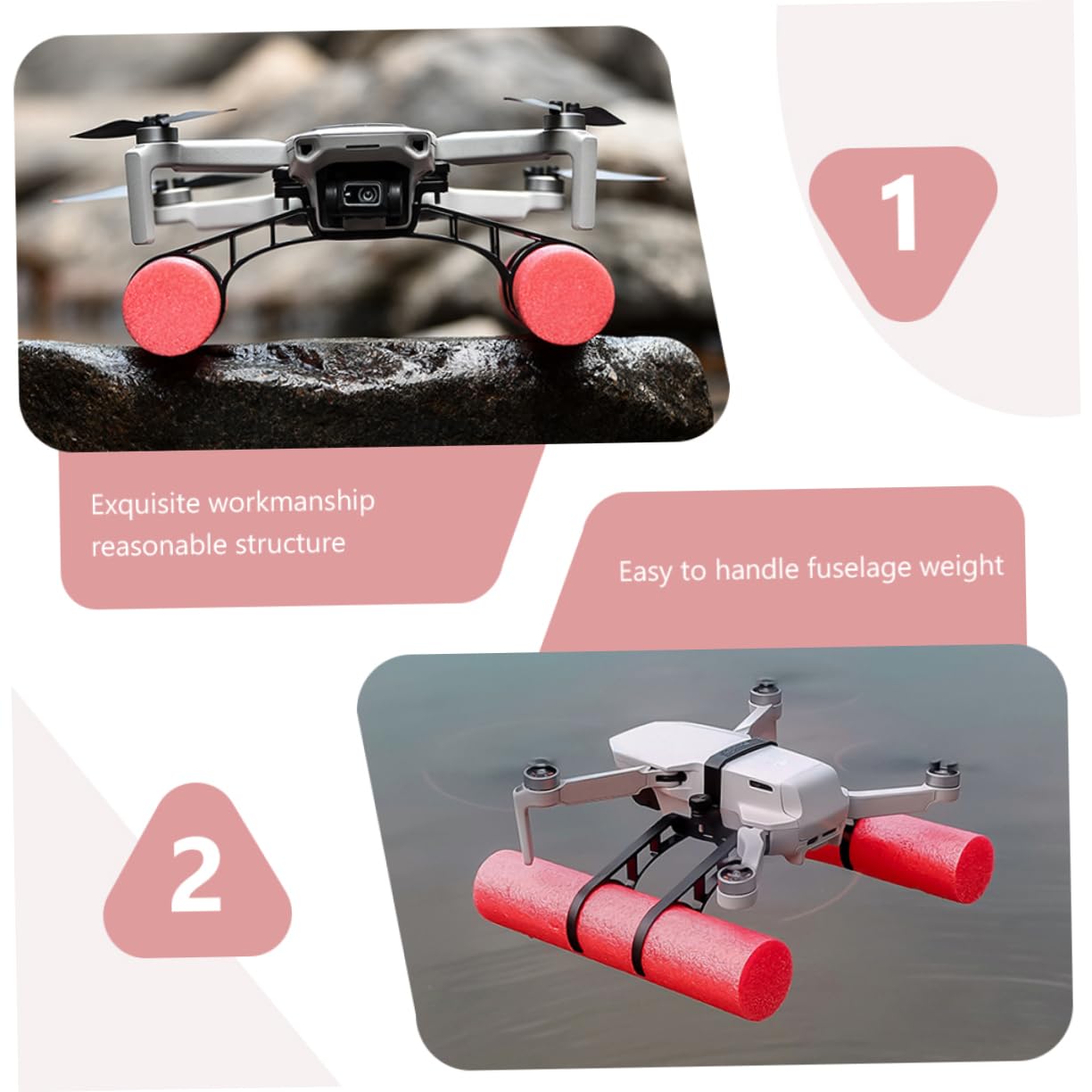 VICASKY Gamba di Atterraggio Galleggiante per Drone Mini 2, Estensione Ammortizzante Regolabile per Carrello di Atterraggio Sull’Acqua, Supporto Galleggiante per Ambienti Acquatici
