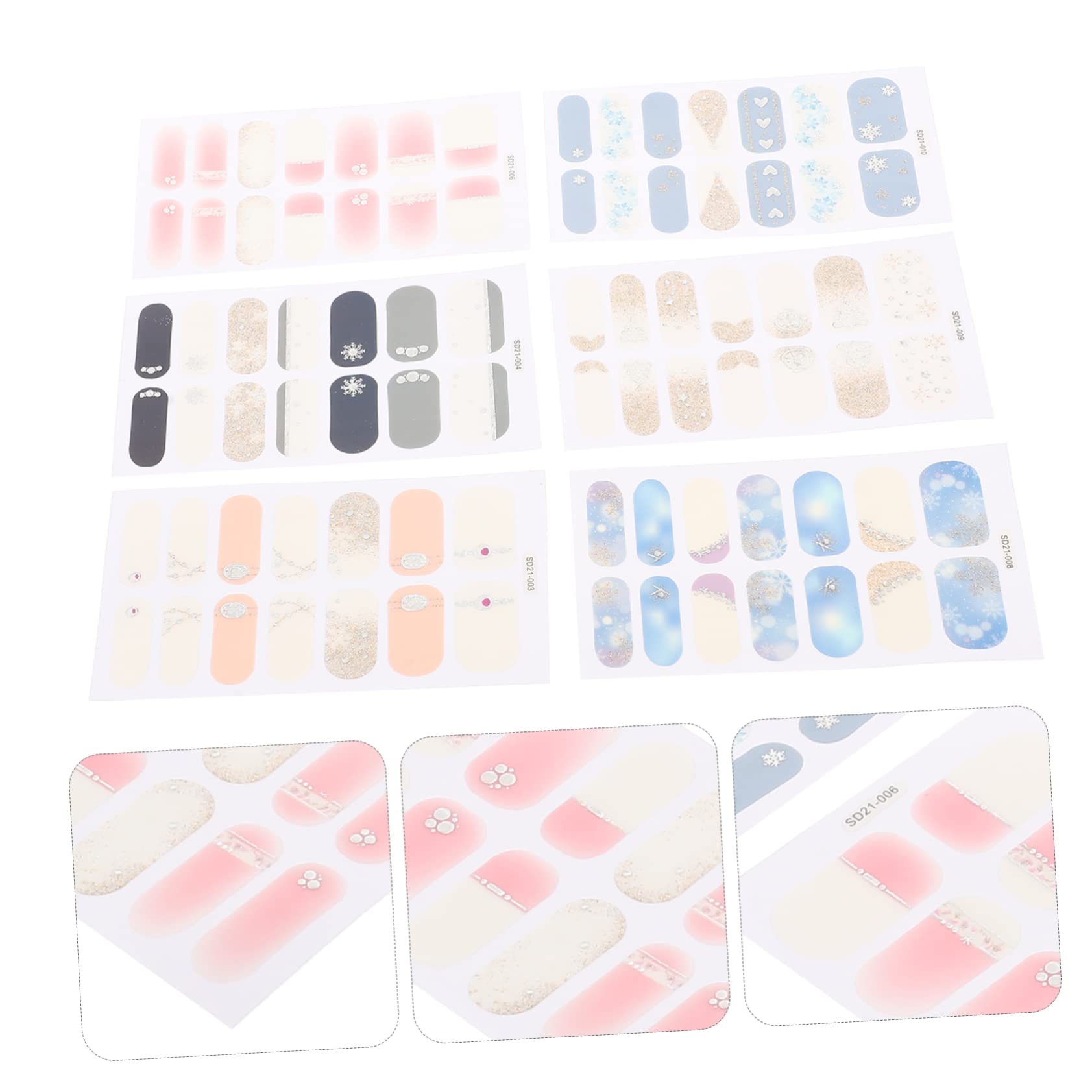 5 Set Adesivi Per Unghie Con Design Delicati Decorazioni Nail Art Autoadesive Per Manicure Te Per Occasione E Utilizzabili Casa O Salone 6 Fogli*5