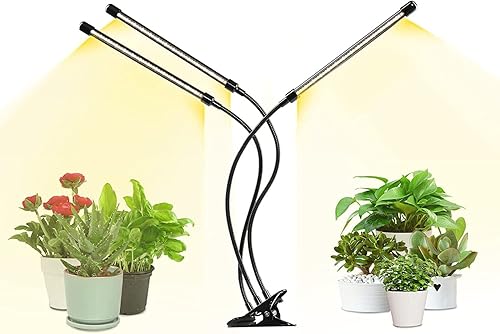 iPower Luz LED de cultivo lámpara de cultivo de plantas con clip de espectro completo de 6000 K con 126 LED blancos y amarillos para plantas de