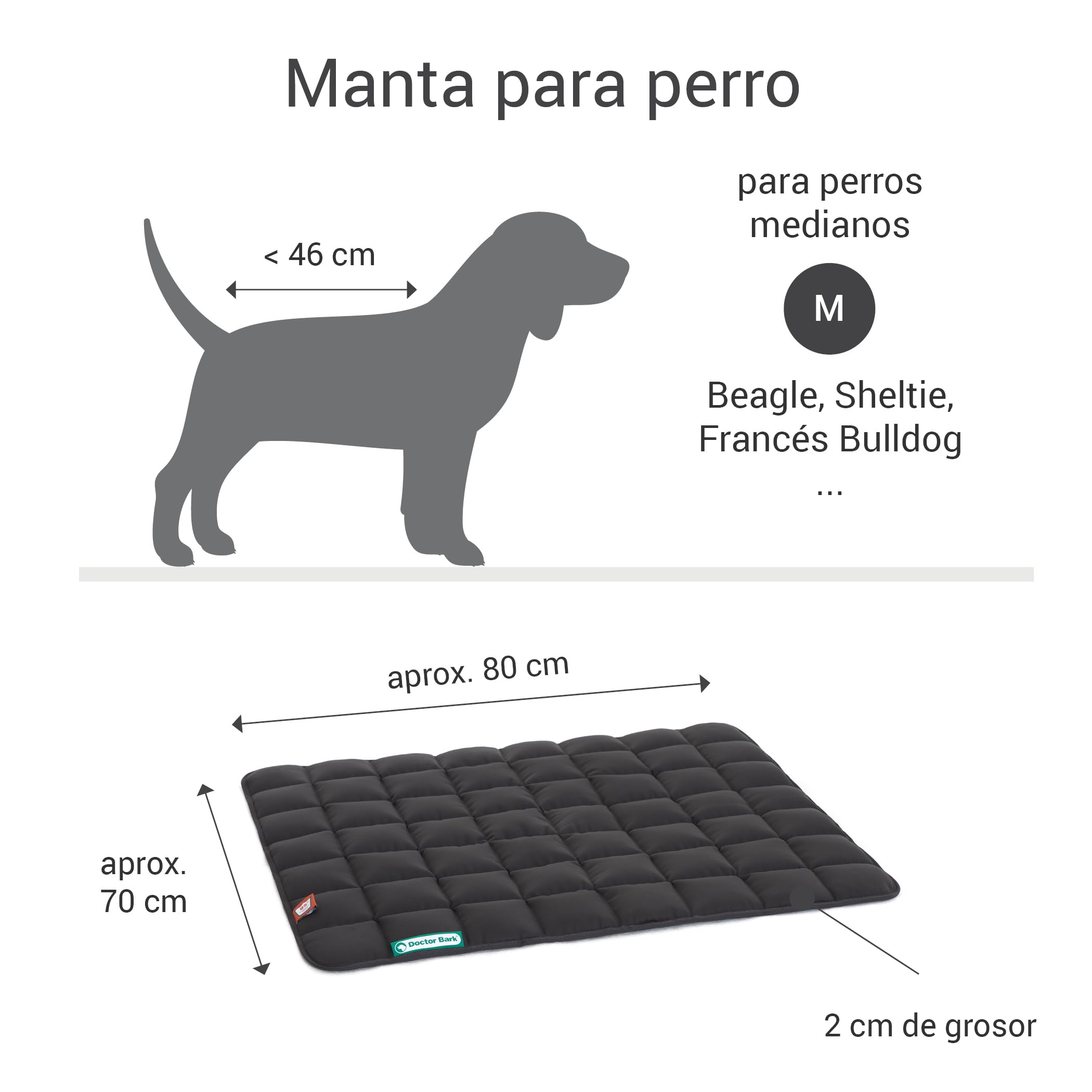 Doctor Bark Manta de Perros, Robusto, Lavable a 95 ° C - Disponible en Diferentes tamaños y Colores