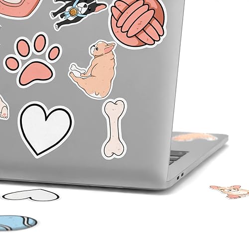 Miniatura 3 de Mertak - 17 unidades - Paquete de calcomanías de vinilo para laptop, bulldog francés para cuadernos, perros, cachorros, juego de frenchie