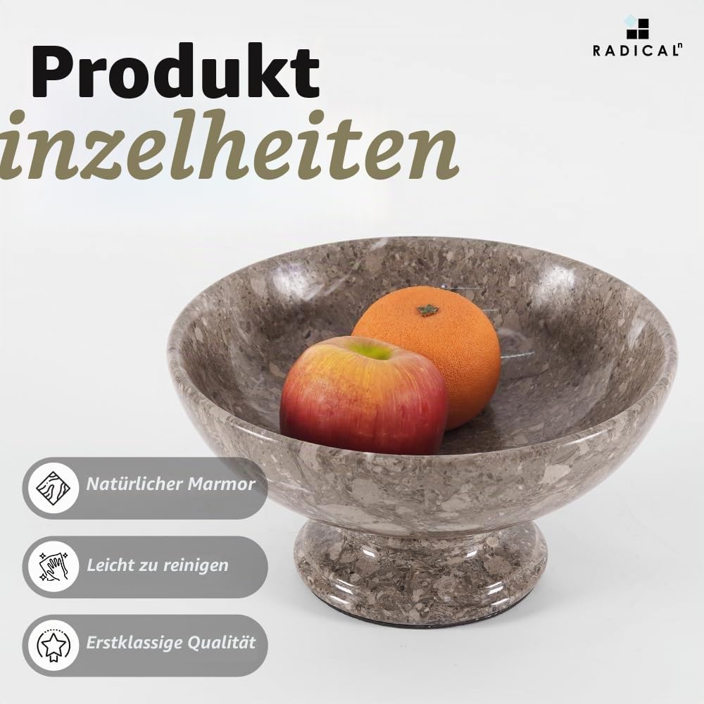 Radicaln Marmor-Obstschale Oceanic, 25,4 cm, handgefertigter Obsthalter für Küchentheke, Dekoration, Obstschale für Esstisch, Küchenzubehör, Schüsseln
