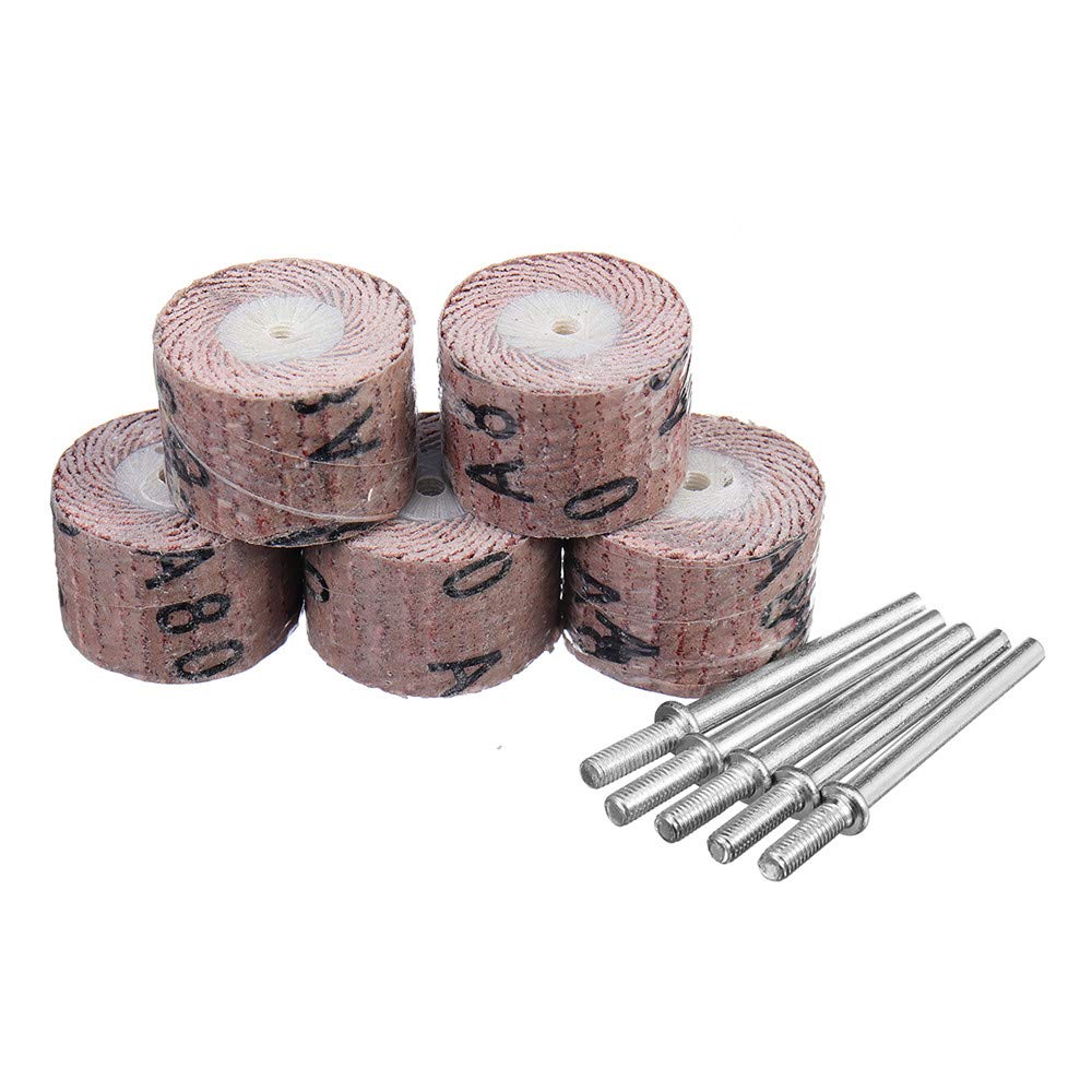 KingLan5Pcs 80-600 Grit 20Mm Sanding Wheel Discs Grinding Sandpaper Rotary Accessories - #80