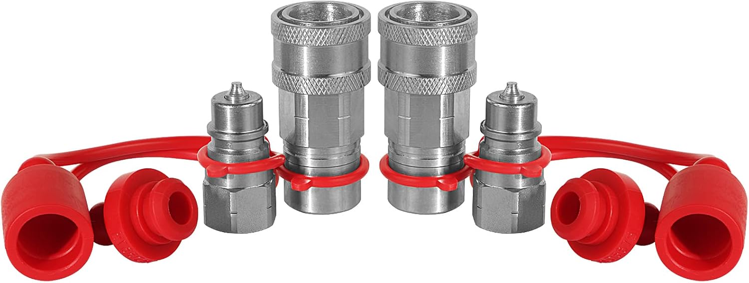 1/4" Ag ISO 5675 Hydraulic Quick Connect Pioneer Style Couplers & 1/4" NPT Thread,Interchangeable with ISO 5675 Series Poppet Seal,Ball Seat Valve Coupler Fittings
