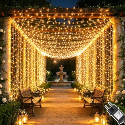 Dekofun Guirlande Lumineuse 6M x 3M 600 LED Rideau Lumineux