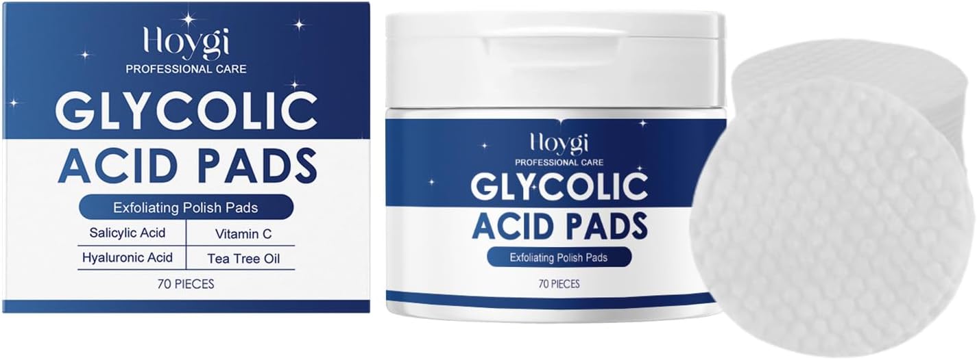 NALACALGlycolic Acid Exfoliating Pads 20%, Resurfacing Peel Pads for Face with Salicylic Acid, Vitamins B5, C & E, Deep Cleaning Toner Pads for Skin, Hydrating and Revitalizing - 70 Count