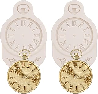 Vintage Clock Fondant Molds 2 Pcs, Steampunk Vintage Wall Clocks Chocolate Silicone Molds for Cake Decoration Candy Cupcake Topper Cake Polymer Clay Crafts Epoxy Resin