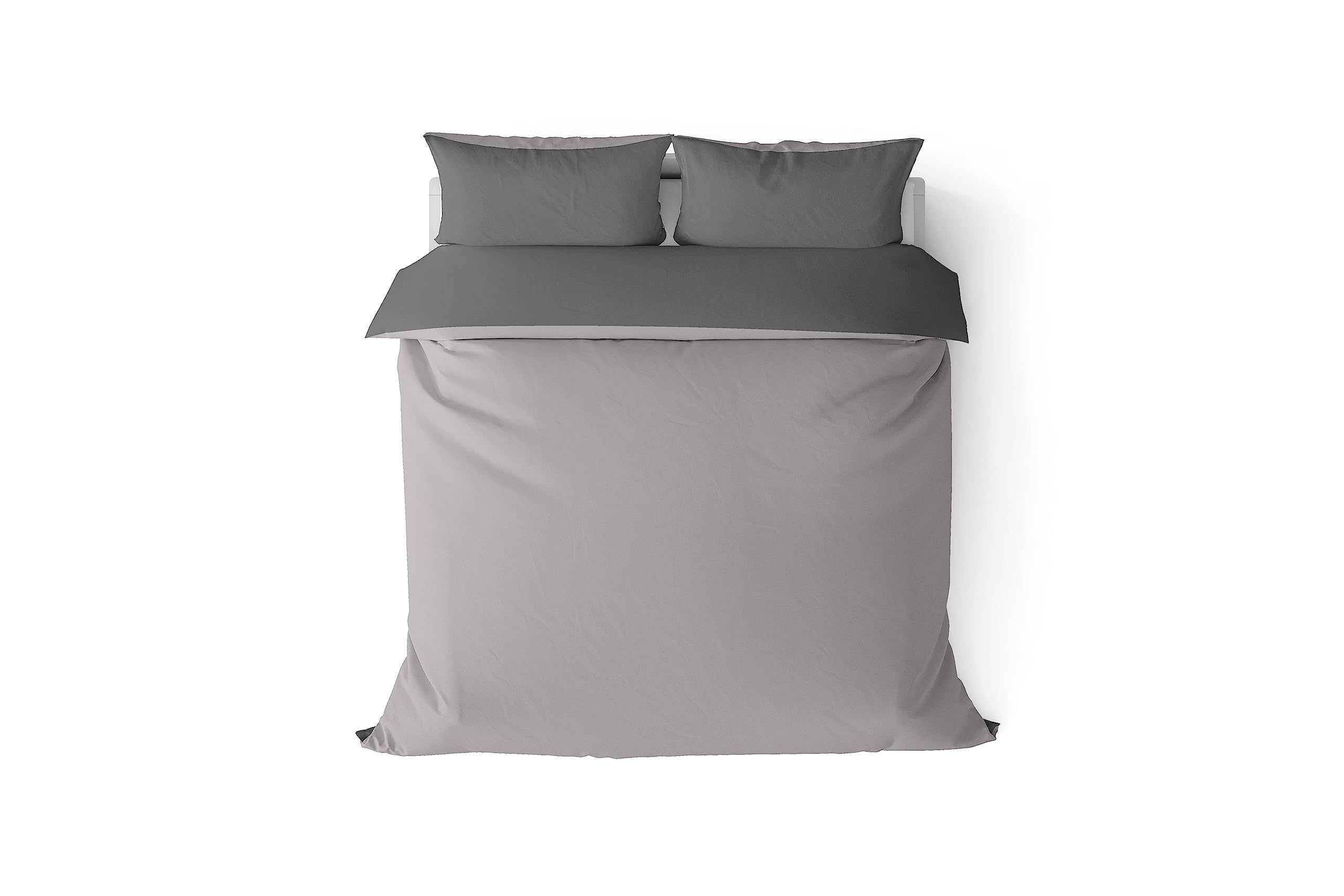 BaSaTex Bettwäsche Set, 200x200 + 2X 80x80 cm, Uni Anthrazit-Grau/Silber