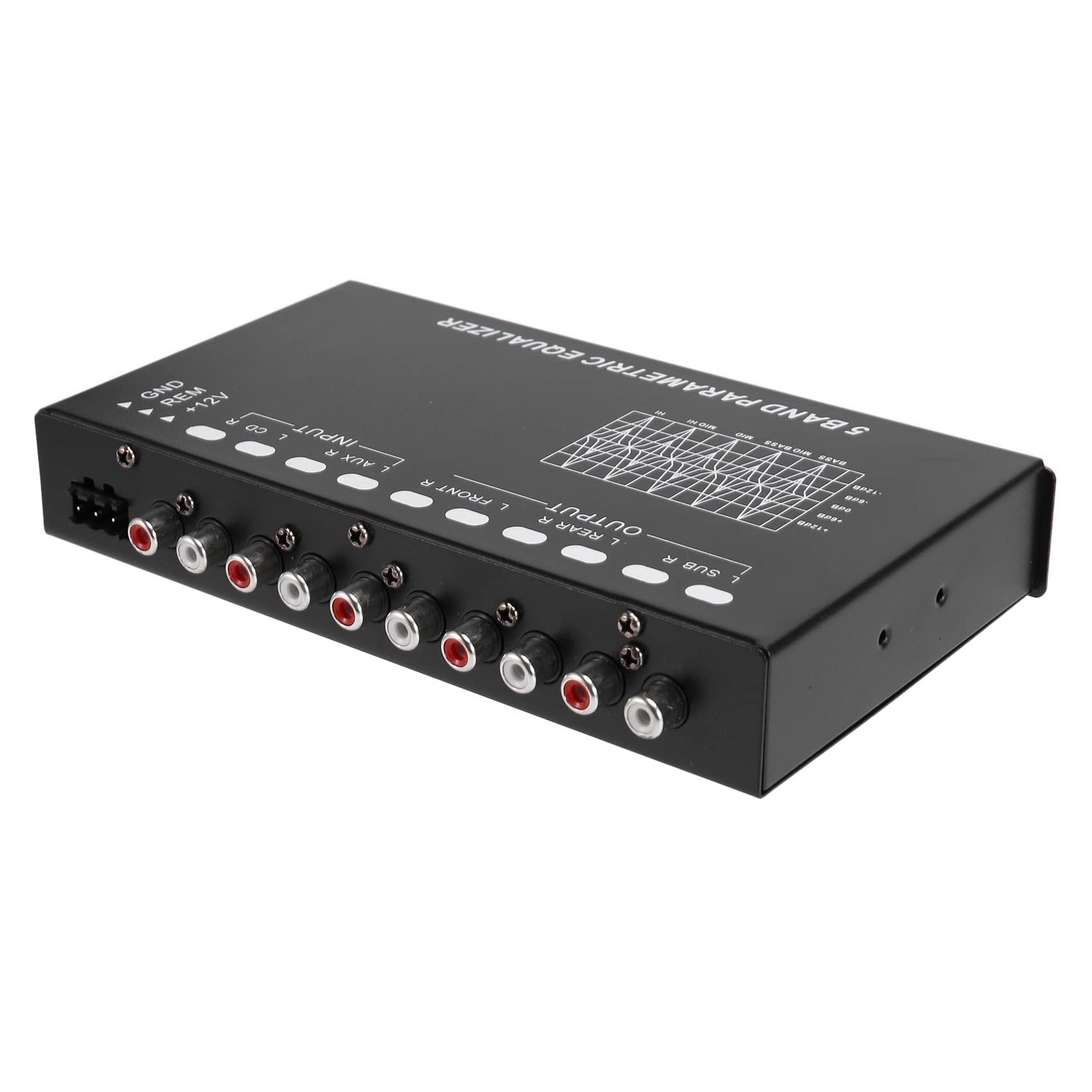 2X Ecualizador de Audio para Automóvil de 5 Bandas, Ecualizador Gráfico Ajustable para Amplificador de Automóvil EQ de 5 Bandas con Interruptor de Selección de Entrada CD/AUX,Negro