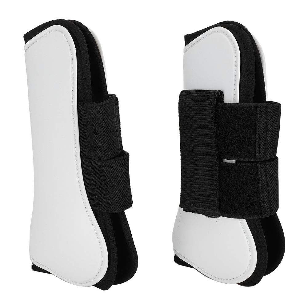 Cryfokt Protezione per Le Gambe del Cavallo 4 Pezzi Guscio in PU Bianco Protezione di Alta qualità per Attrezzatura da Salto 11,8x25,6 Cm Anteriore e 12,5x12,1 Cm Posteriore