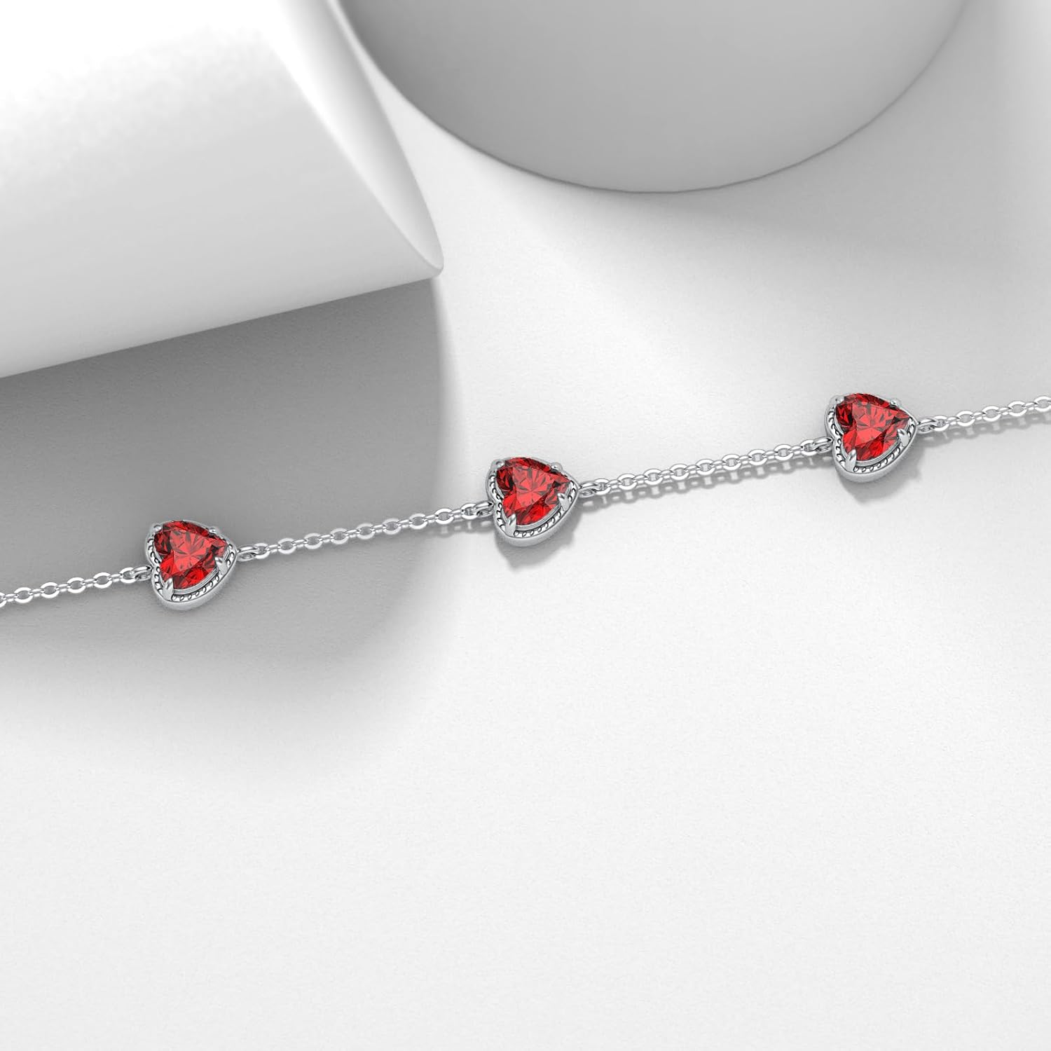 Natural Garnet Heart Bracelet for Women 925 Sterling Silver Genuine Garnet Jewelry Gifts - Image 3
