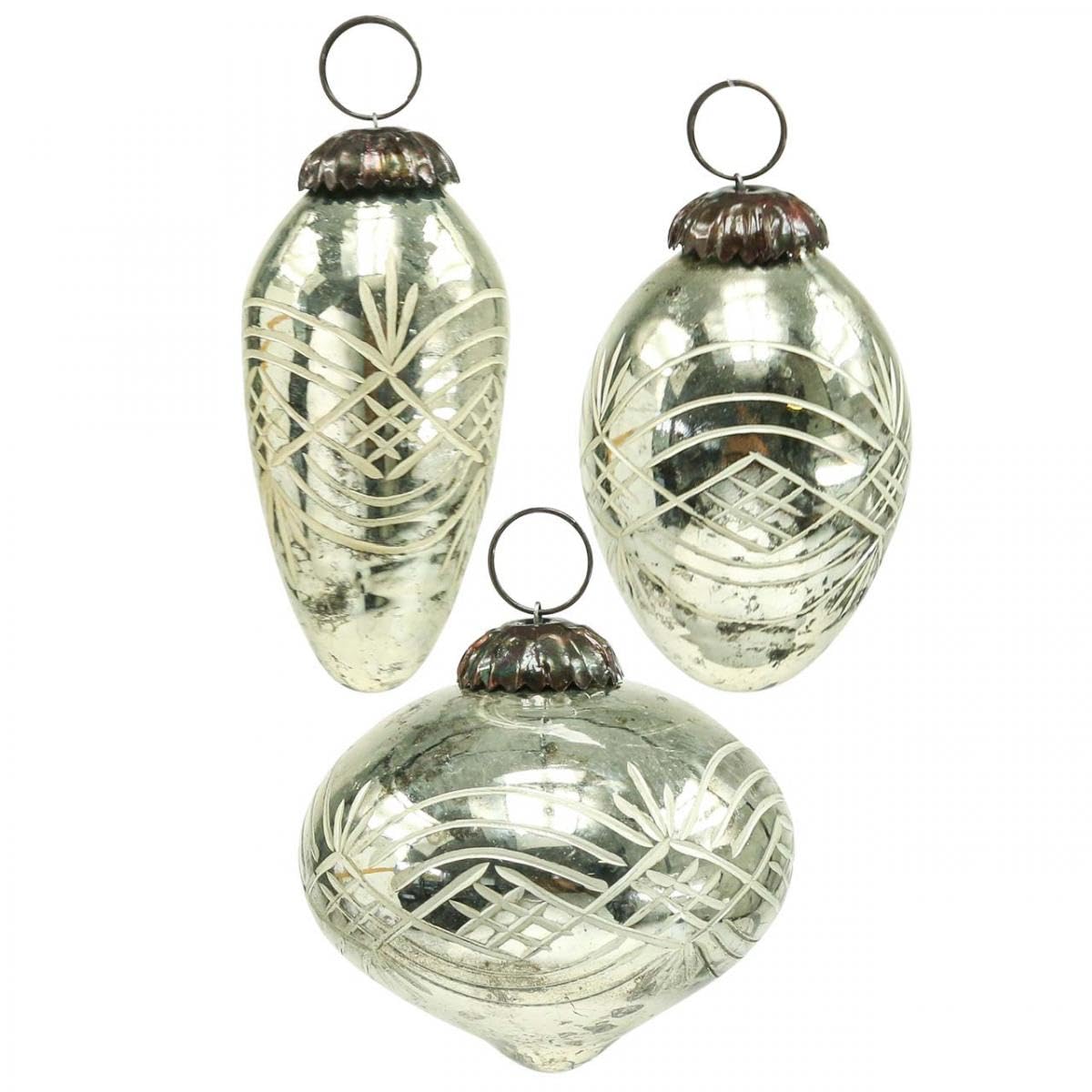 Vintage Weihnachtsschmuck Glas Kugeln Nostalgisch Christbaumdeko 3er Set