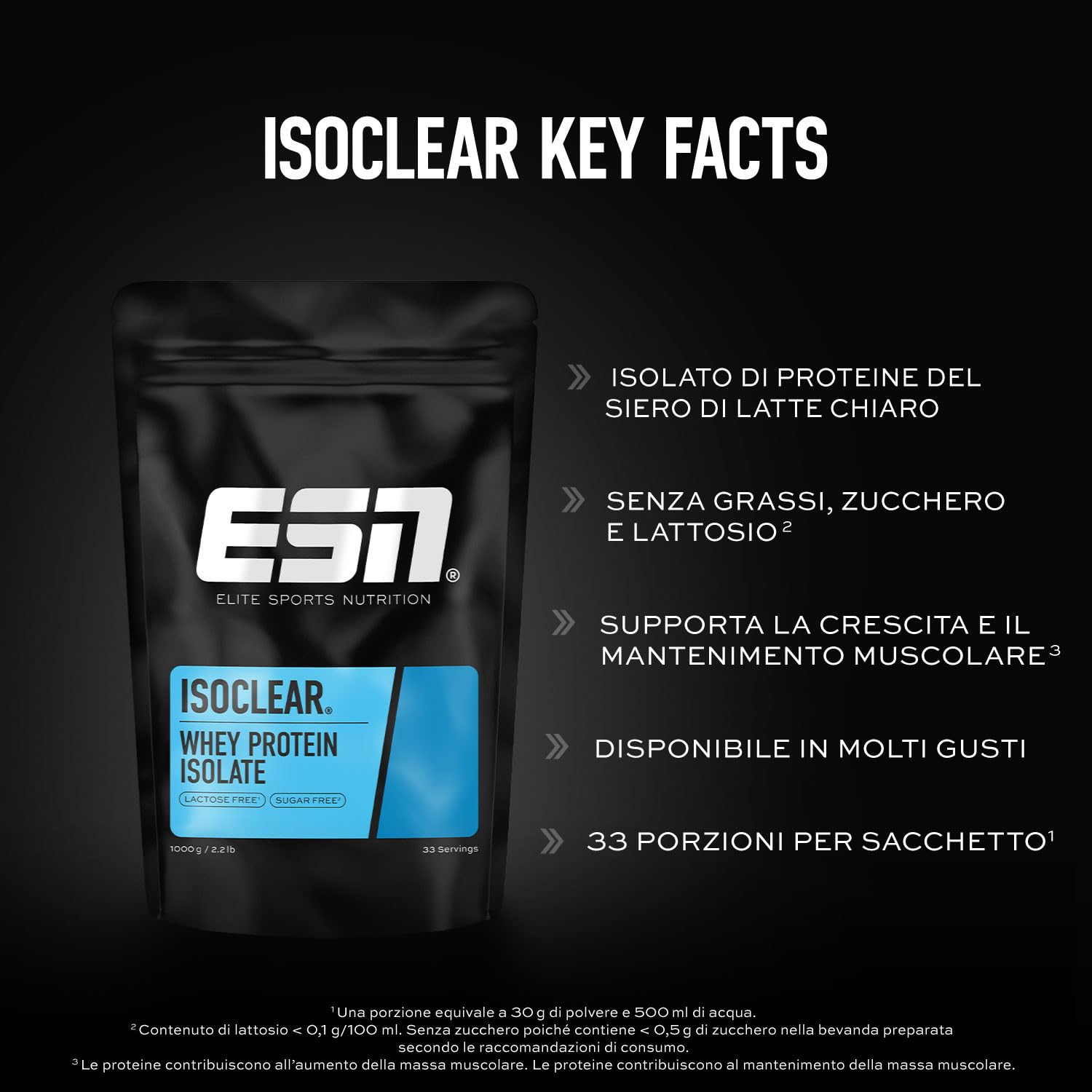 ESN Isoclear Proteine Isolate del Siero di Latte in Polvere, Té Freddo alla Pesca, 1000 g, Proteinlimo con gusto delizioso alla frutta, siero di latte chiaro - made in Germany