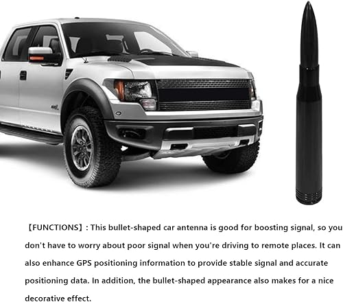 Miniatura 4 de Ziciner Antena de bala para automóvil, mástil de antena corta de repuesto para vehículo, cubierta de antena de aluminio de polvo pesado con