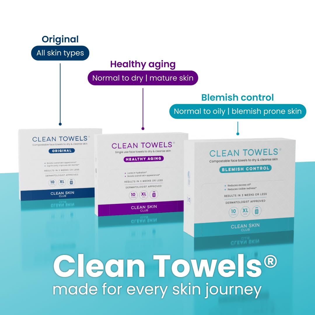 Clean Skin Club Blemish Control Clean Towels® XL, Travel Pack,Face Towels, Light Exfoliation for Oily Skin, Eczema Association Accepted Face Towel, TSA-Approved Travel Essential,1 Pack, 10 Ct Total - Image 10