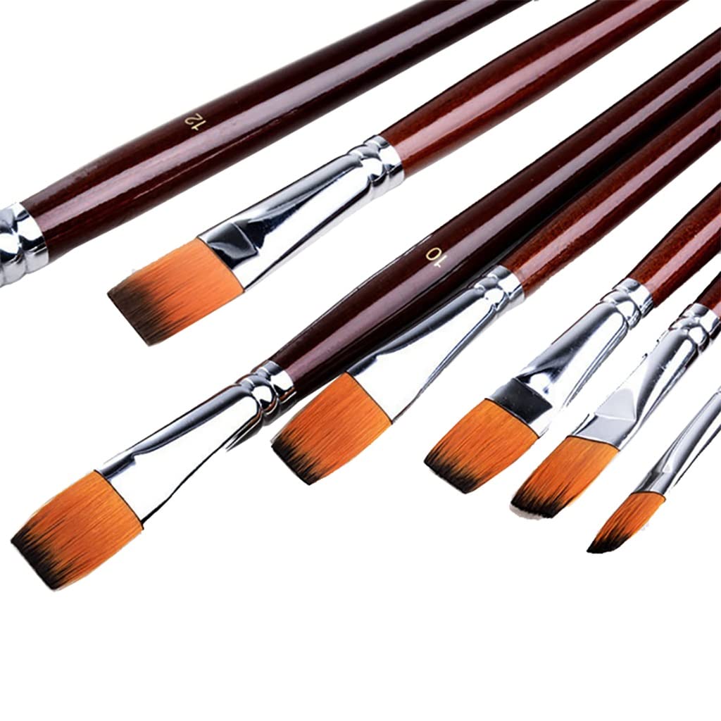 Juego de 12 Pinceles de Pelo de Nailon Planos para óleo, Pinceles de Acuarela artísticos.,