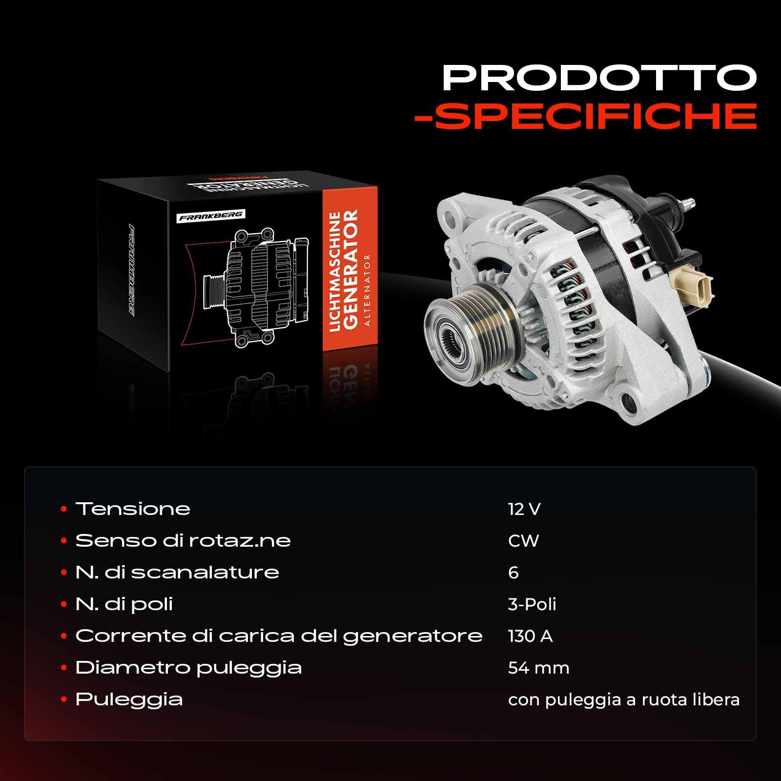 Frankberg Generatore Alternatore Compatibile con Freemont 345 2.0 JTD 4x4 2.0 JTD 2011-2015 Replace# TN1042101840,56029574AA