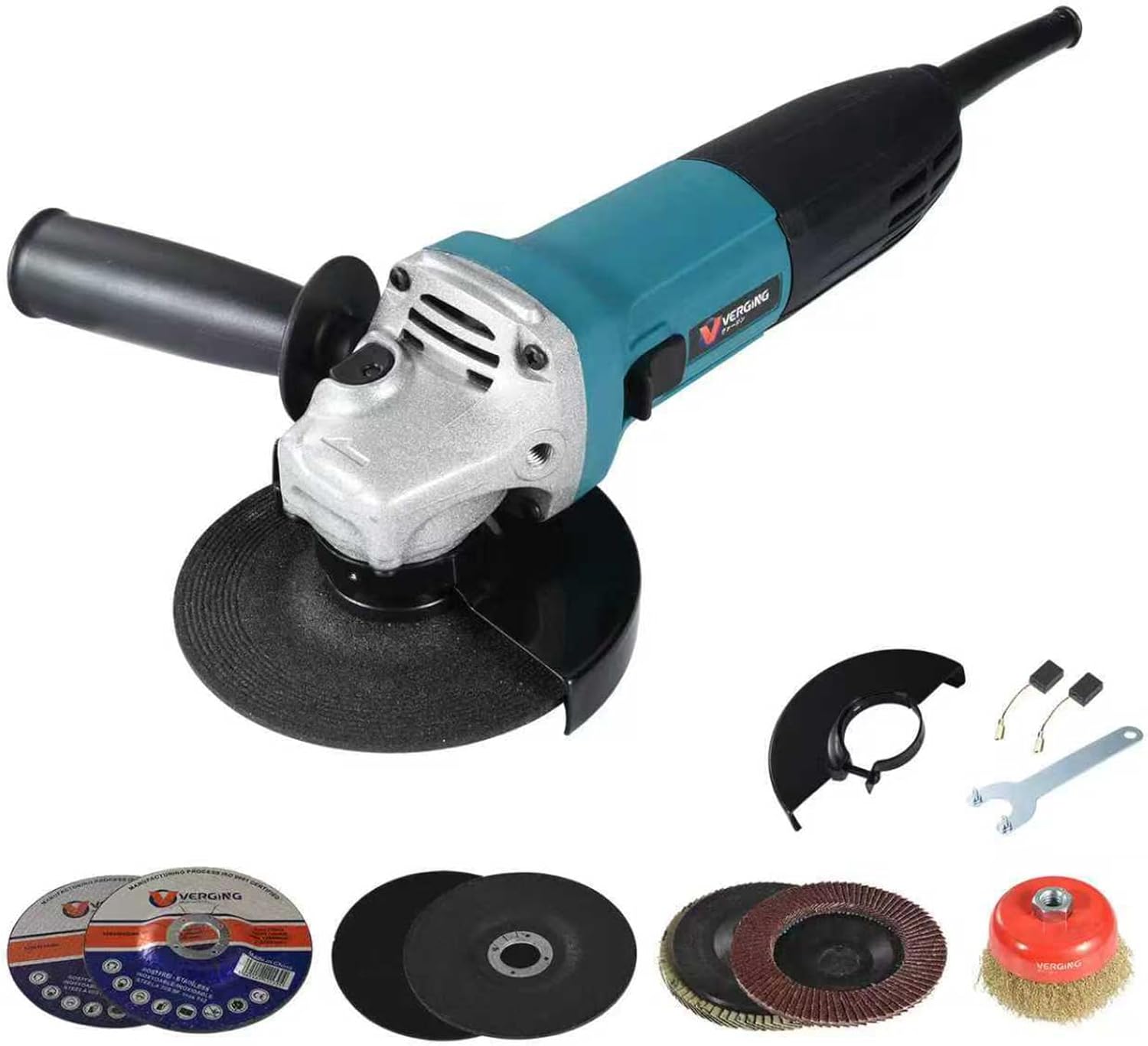 7.5 Amp Power Angle Grinder, 4-1/2 Inch Grinder Tool, 11000RPM, Electric Metal Grinder Tool, Small Corded Angle Grinder, Shockproof Handle for Cutting, Grinding, Polishing