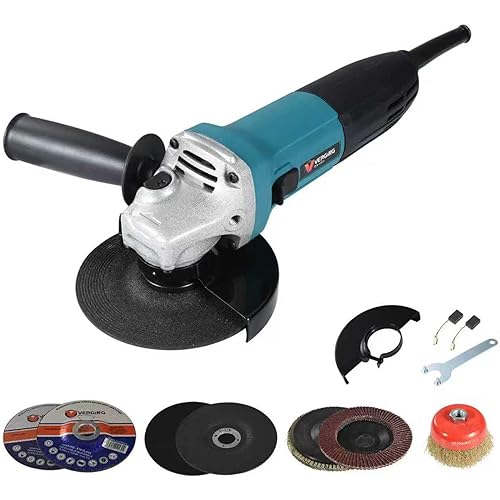 7.5 Amp Power Angle Grinder, 4-1/2 Inch Grinder Tool, 11000RPM, Electric Metal Grinder Tool, Small Corded Angle Grinder, Shockproof Handle for Cutting, Grinding, Polishing