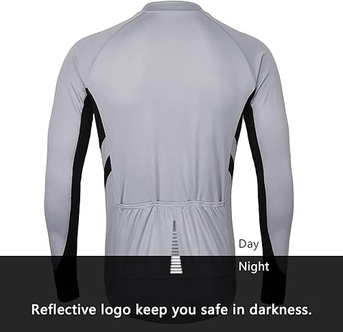 Miniatura 10 de ARSUXEO Camiseta de ciclismo de manga larga con cremallera completa para hombre 6030