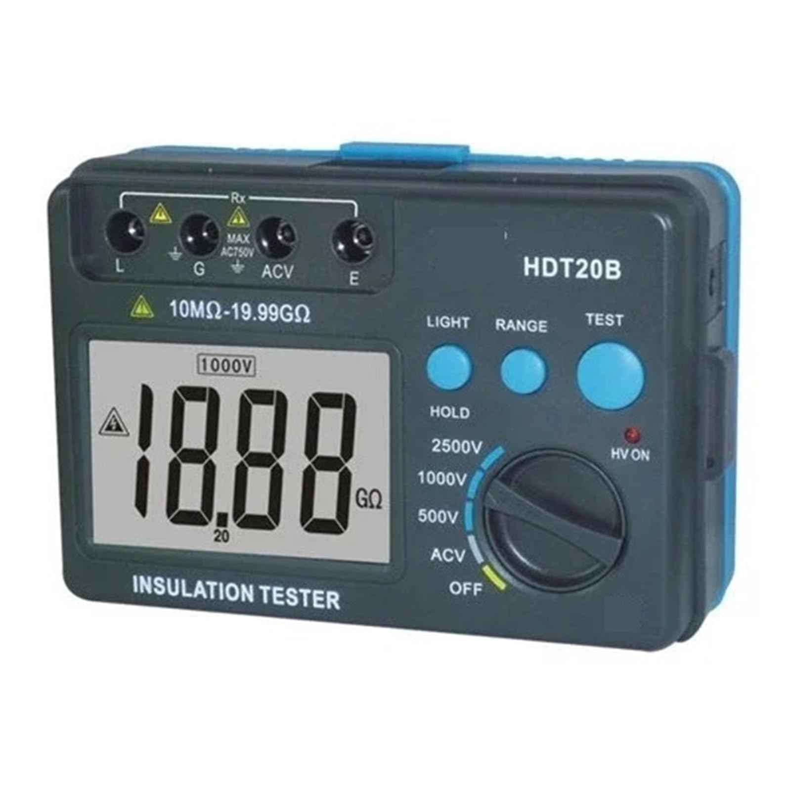 Widerstandsmessgerät, HDT20A Digitaler Isolationswiderstandstester, 1000-V-Megohmmeter, LCD-Megaohmmeter(HDT20A250V 500V 1000)