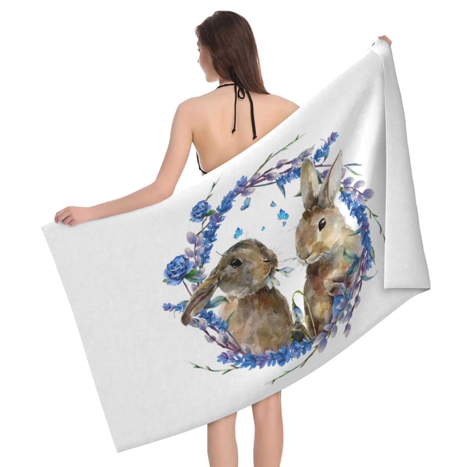 Lawenp Spring Easter Bunnys Bath Towel Beach Towel Popular Durable Stylishffy Touch Highly Absorbent Quick Dry Polyester 32" X 52" Also As A Gift