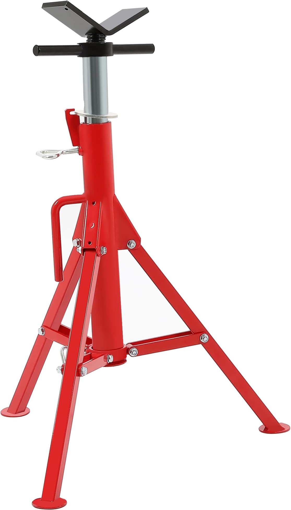 HECASA V-Head Pipe Jack Stand 28"-52" Adjustable Height Folding Portable Tripod Pipe Stands 2500lb Load Capacity Heavy Duty Steel for Welding Versatile Applications