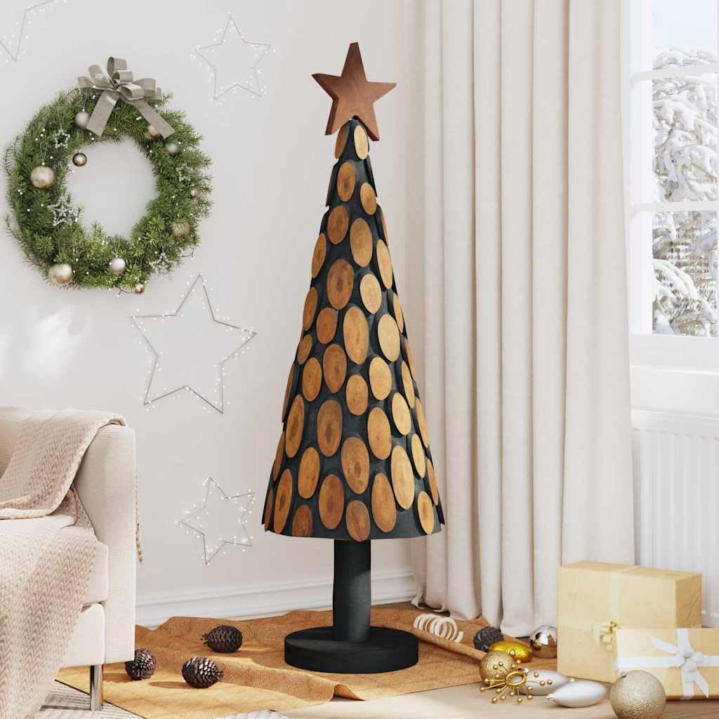 Árbol de Navidad con soporte, color marrón, 149 cm, madera maciza de teca