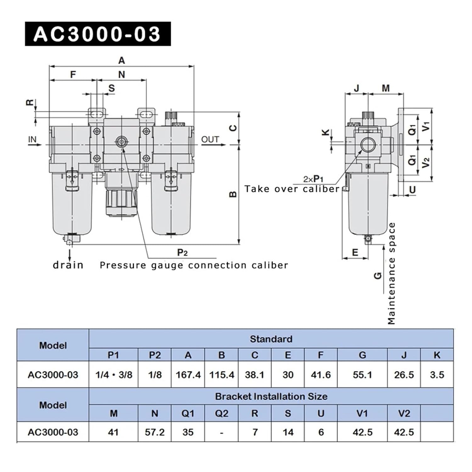 Air Source Air Processor Regulator Compressor Filter Relief Valve Sanlian Pieces Oil Separator,AC2000/3000/4000/5000(AC5000-10D,Copper Filter)