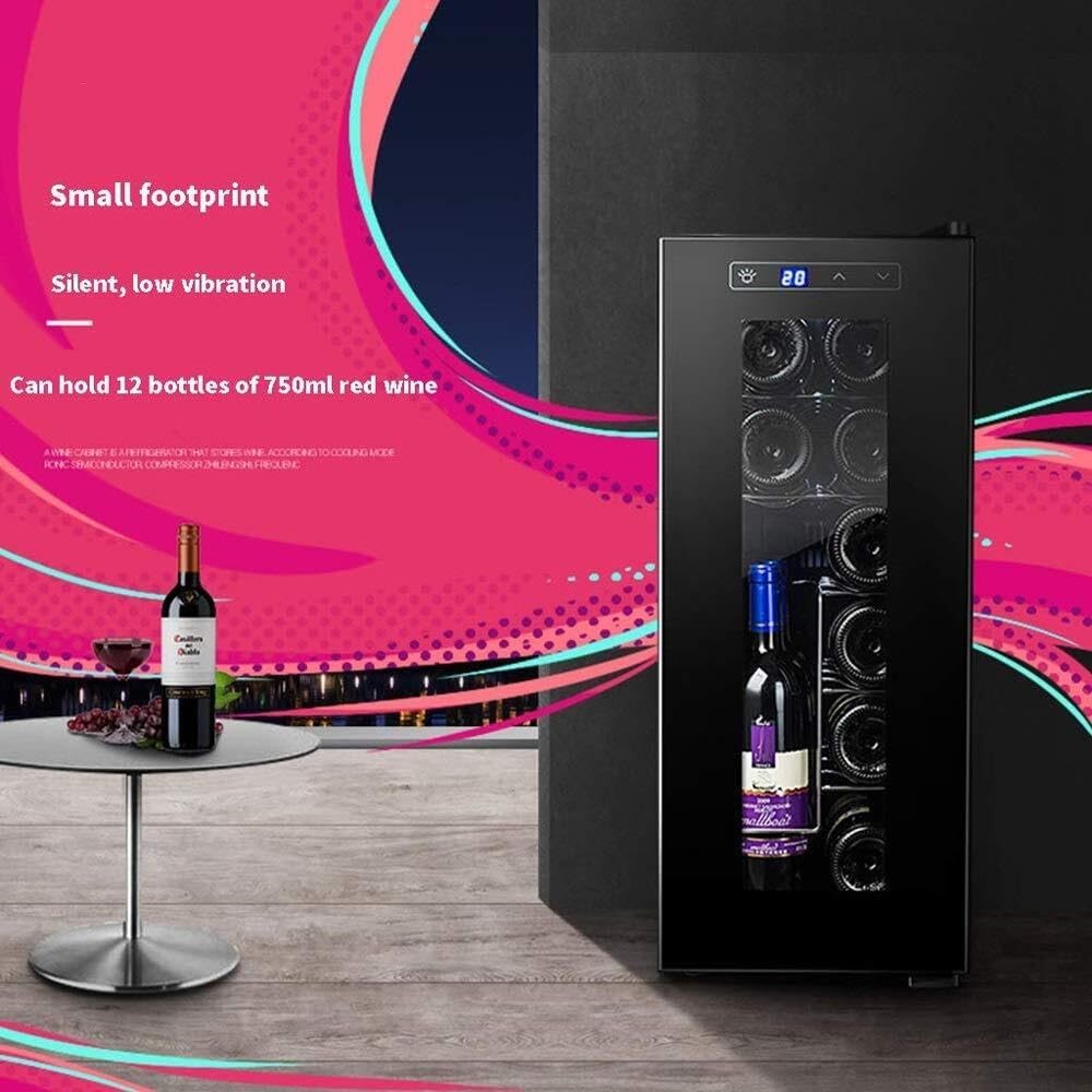 Thermoelectric Wine Cabinet, Touch Screen Control, 12-Bottle Capacity, 11-18°C, Low Energy Consumption, Low Noise, UV-Resistant Glass