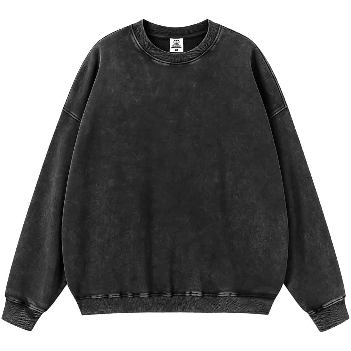 ICE33SHOW Oversized Vintage Crewneck Sweatshirt Men Acid Wash Cotton Baggy Trendy Streetwear Long Sleeve Shirts Pullover Tops