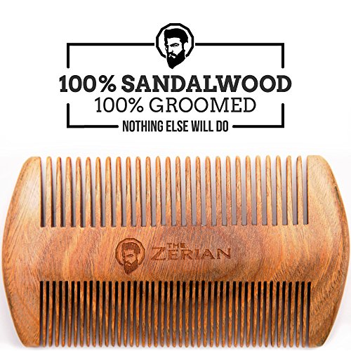 Beard Comb Fine & Coarse Tooth Handmade Genuine Sandalwood Brush for