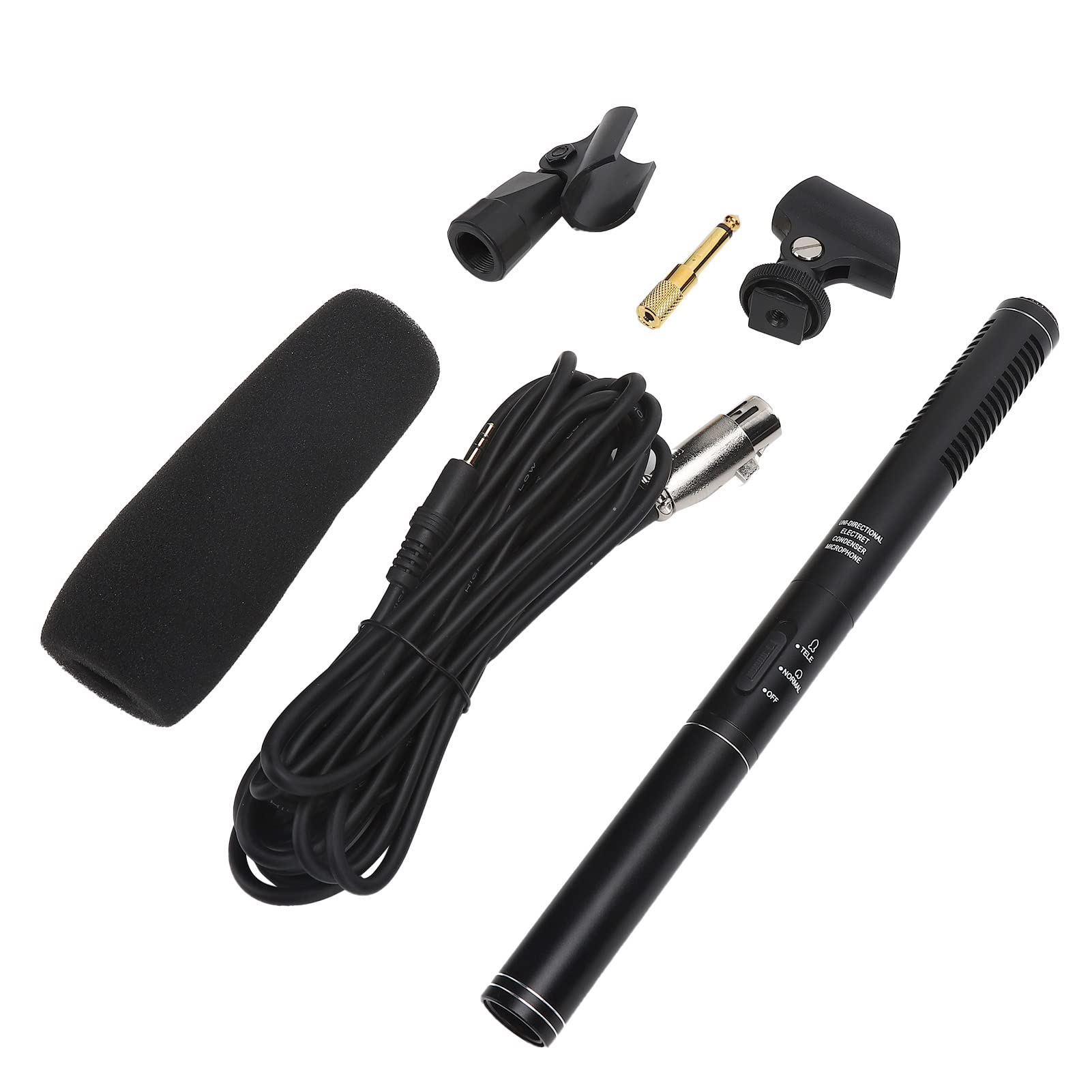 Microphone, Gaming Microphone with 6.5mm XLR Connector Hot Shoe Etc 100-16KHz Single Directivity High Sensitivity Mini Portable Mic Microphone For Pc For Interviews Camera (Black 28cm)