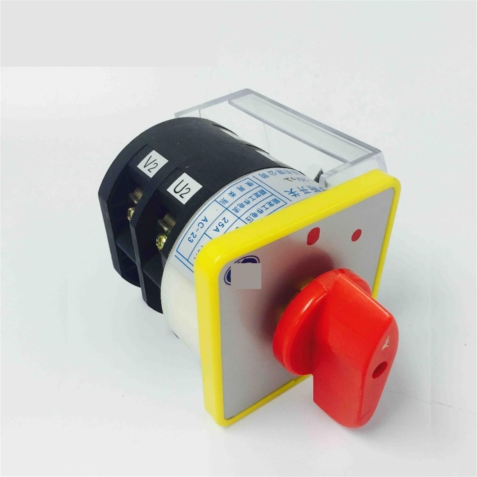 HZ12-25/02 Interruptor de leva giratorio de encendido y apagado, 2 posiciones, 2 polos, con cubierta protectora de plástico, corte de energía de transferencia manual, 1 unidad