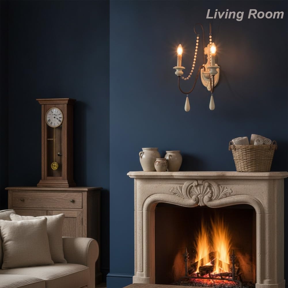 Lámpara de Pared Vintage con Forma de Vela, Luces de Estilo campestre francés para el Pasillo.