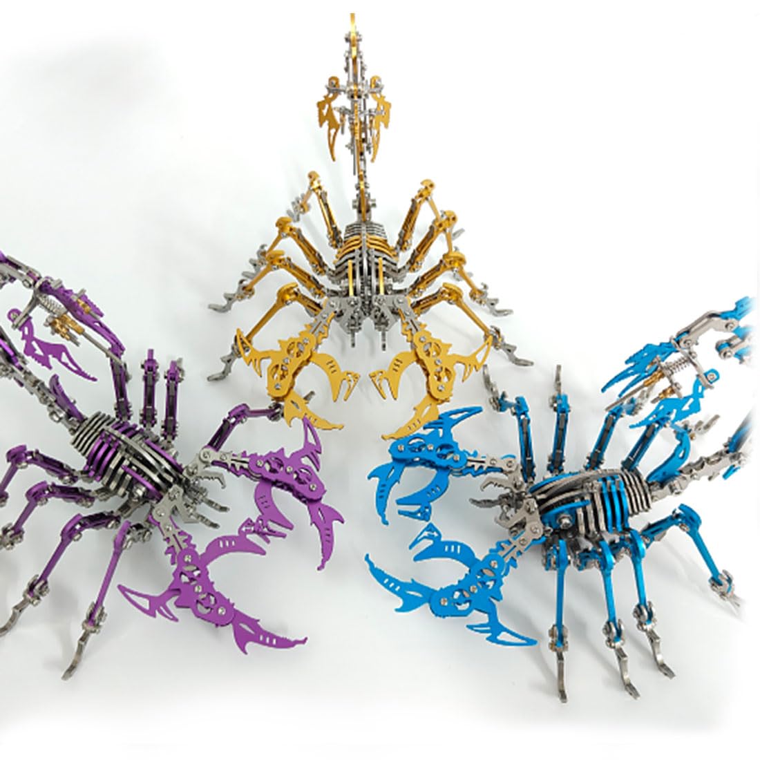 Puzzle 3D dla dorosłych, steampunk, mechaniczny skorpion, zestaw modelowy, DIY, metalowe puzzle, łamigłówki, rękodzieło, ozdoba na biurko, wersja zestawu, 430 szt., niebieskie
